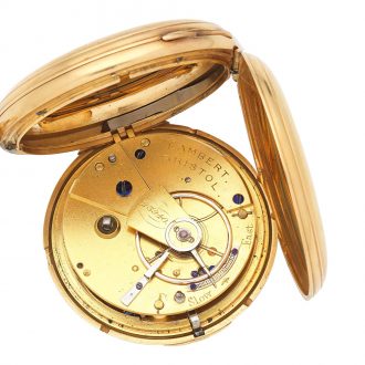 English 18K gold hunting cased key wind pocket watch Circa 1870