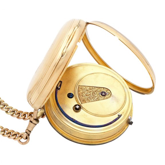 English 18K gold open faced lever pocket watch Circa 1866 English 18K gold open faced lever pocket watch Circa 1866