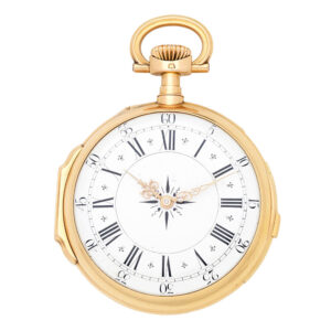 Swiss 18K gold quarter repeating keyless lever watch Circa 1882
