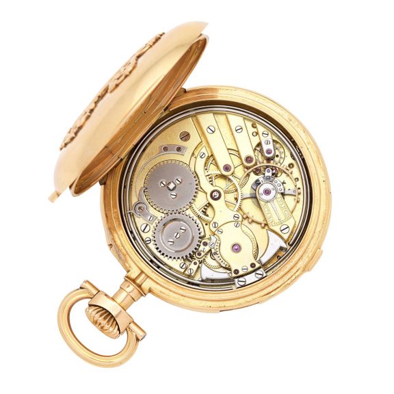 Swiss 18K gold quarter repeating keyless lever watch Circa 1882 Swiss 18K gold quarter repeating keyless lever watch Circa 1882