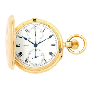Fine English 18K gold keyless chronograph watch circa 1903