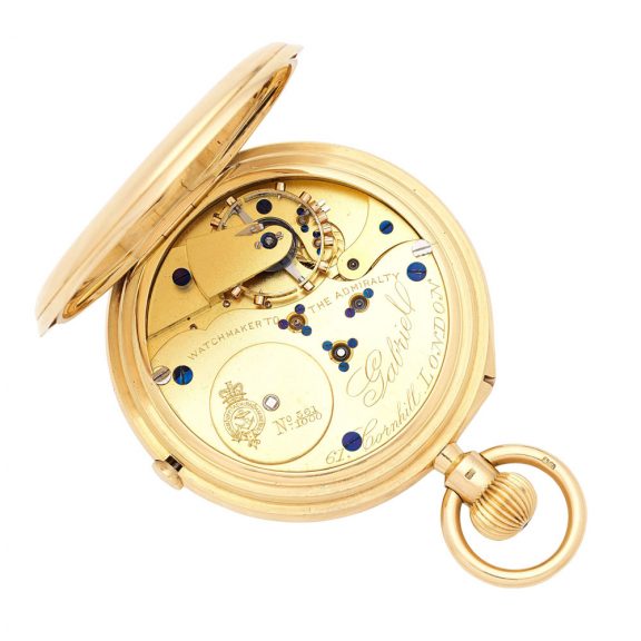 Fine English 18K gold keyless chronograph watch circa 1903 Fine English 18K gold keyless chronograph watch circa 1903