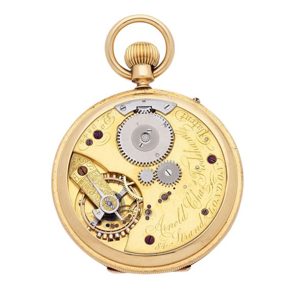 English 18 carat gold half hunting cased keyless watch Circa 1858 English 18 carat gold half hunting cased keyless watch Circa 1858