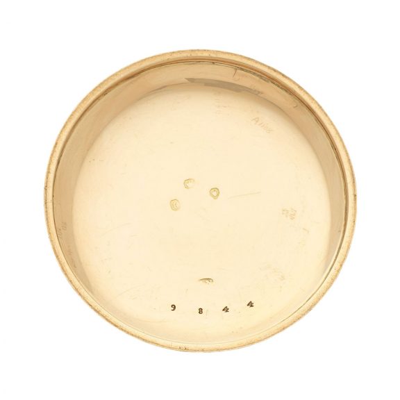 English 18 carat gold half hunting cased keyless watch Circa 1858 English 18 carat gold half hunting cased keyless watch Circa 1858
