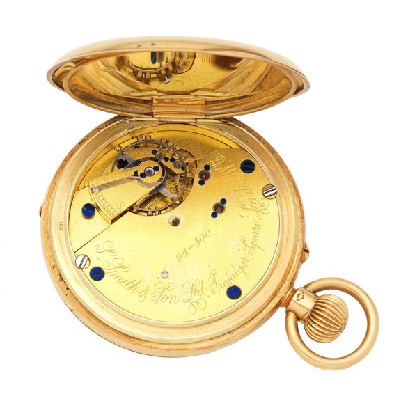 English 18 carat gold half hunting cased keyless watch Circa 1919 English 18 carat gold half hunting cased keyless watch Circa 1919