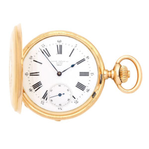 Swiss 18K gold hunting cased keyless pocket watch Circa 1890