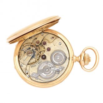 Swiss 18K gold hunting cased keyless pocket watch Circa 1890