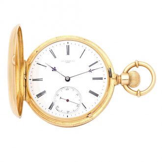 Swiss 18K gold hunting cased keyless lever watch Circa 1870