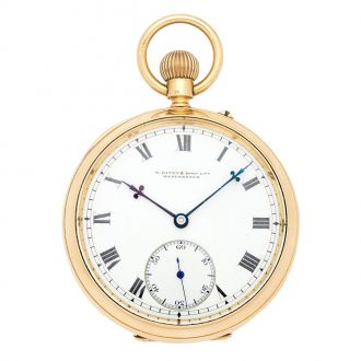 English gold open faced keyless lever pocket watch Circa 1924