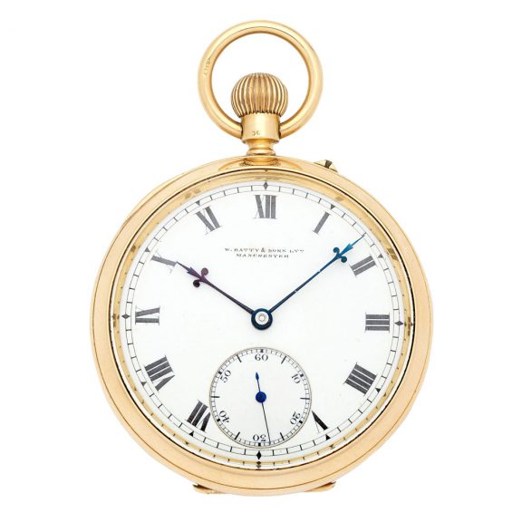 English gold open faced keyless lever pocket watch Circa 1924