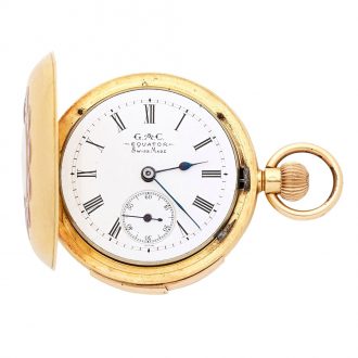 Swiss gold half hunting cased repeating lever watch Circa 1890