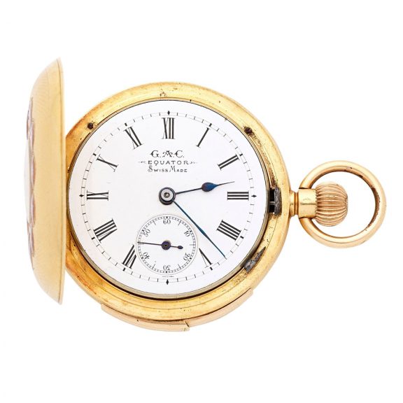 Swiss gold half hunting cased repeating lever watch Circa 1890
