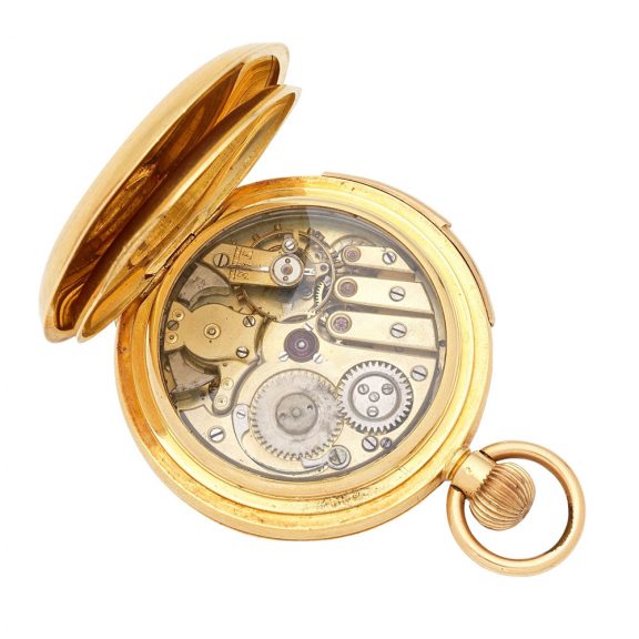 Swiss gold half hunting cased repeating lever watch Circa 1890 Swiss gold half hunting cased repeating lever watch Circa 1890