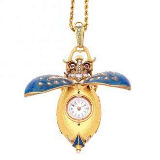 Swiss gold, enamel and diamond set beetle form watch Circa 1920