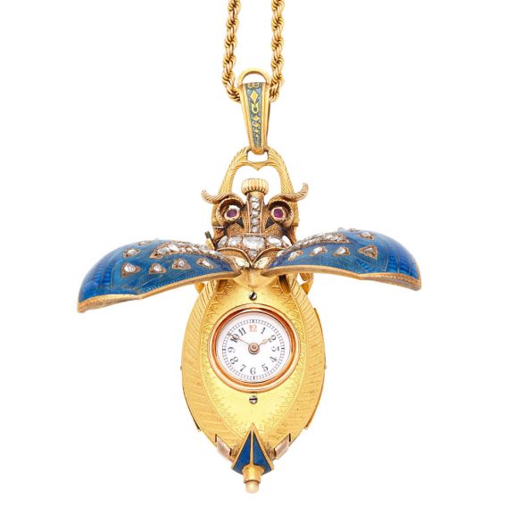Swiss gold, enamel and diamond set beetle form watch Circa 1920 Swiss gold, enamel and diamond set beetle form watch Circa 1920