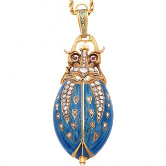 Swiss gold, enamel and diamond set beetle form watch Circa 1920