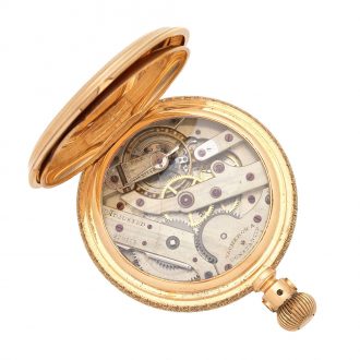 Swiss 18K gold hunting cased keyless lever watch Circa 1900 Swiss 18K gold hunting cased keyless lever watch Circa 1900