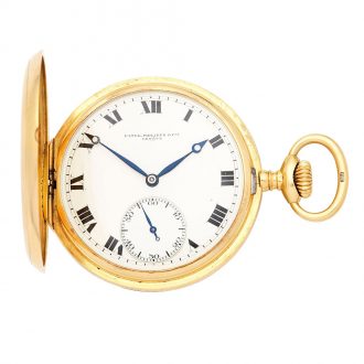 Swiss 18K gold hunting cased keyless lever watch Circa 1918