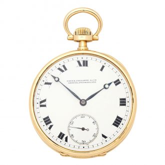 Swiss 18 carat gold open faced keyless lever watch Circa 1910