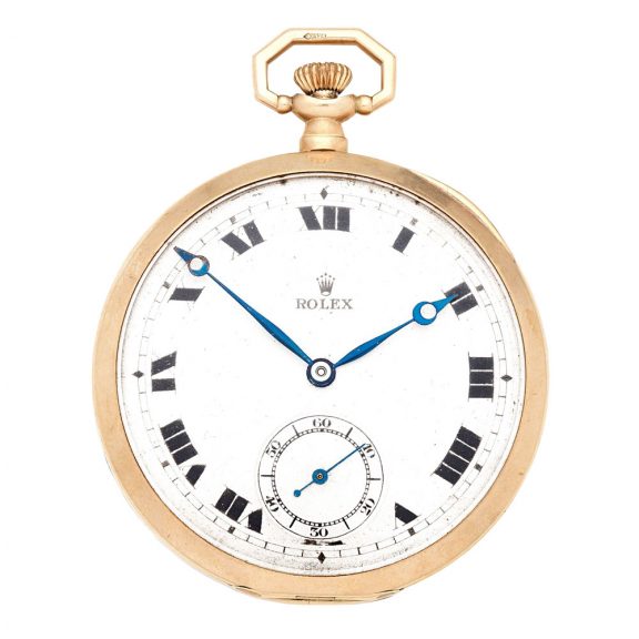 Swiss 9 carat gold open faced lever pocket watch Circa 1924