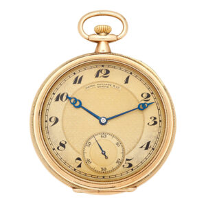 Swiss 18 carat gold open faced lever pocket watch Circa 1920
