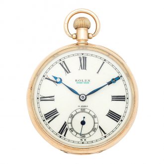 Swiss 9 carat gold open faced lever pocket watch Circa 1924