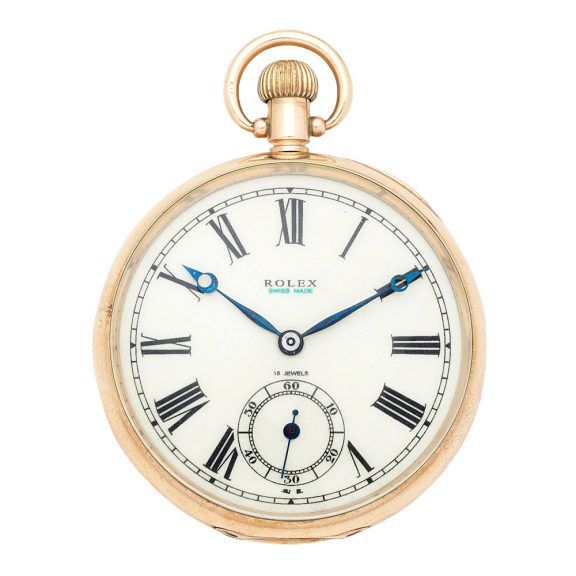 Swiss 9 carat gold open faced lever pocket watch Circa 1924