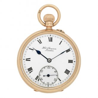 English 9 carat gold open faced keyless pocket watch Circa 1924