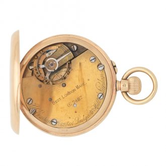 English 9 carat gold open faced keyless pocket watch Circa 1924