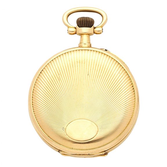 Small English 18K gold open faced keyless watch Circa 1890 Small English 18K gold open faced keyless watch Circa 1890