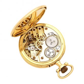 Small English 18K gold open faced keyless watch Circa 1890 Small English 18K gold open faced keyless watch Circa 1890