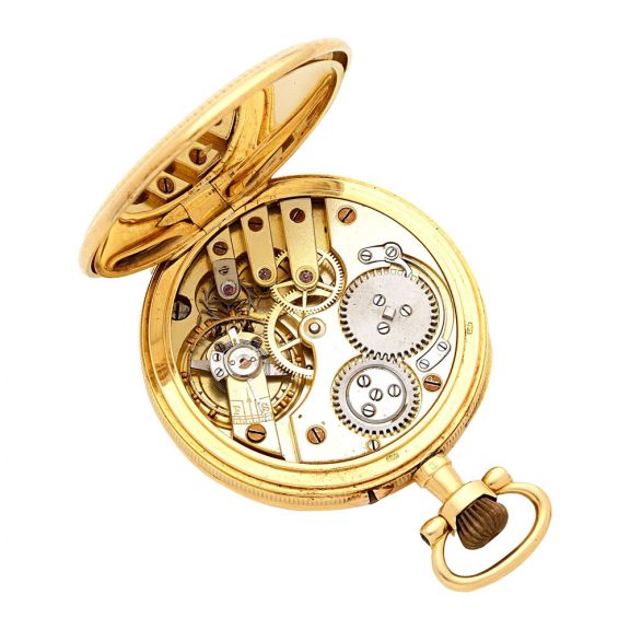 Small English 18K gold open faced keyless watch Circa 1890 Small English 18K gold open faced keyless watch Circa 1890