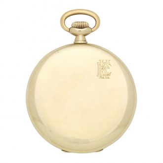 Swiss 14 carat gold open faced keyless lever watch Circa 1928
