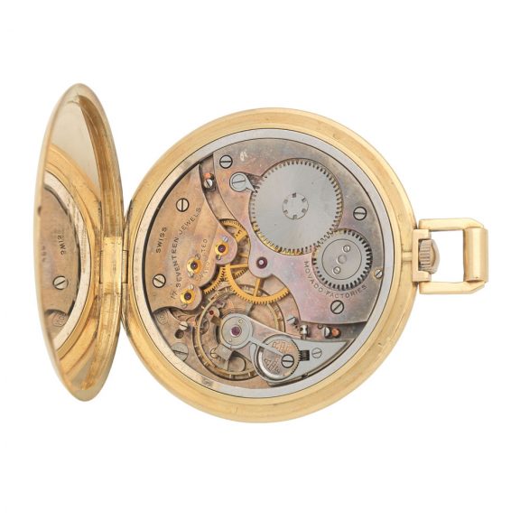 Swiss 14 carat gold open faced keyless pocket watch Circa 1940 Swiss 14 carat gold open faced keyless pocket watch Circa 1940