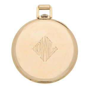 Swiss 14 carat gold open faced keyless pocket watch Circa 1940