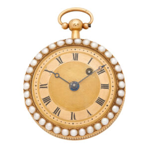 Small French gold and seed pearl set verge watch Circa 1830