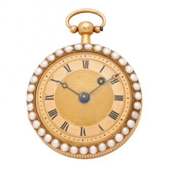 Small French gold and seed pearl set verge watch Circa 1830