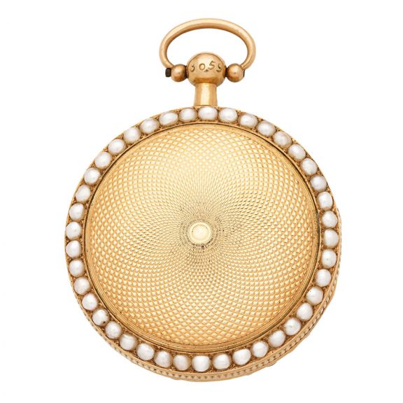 Small French gold and seed pearl set verge watch Circa 1830 Small French gold and seed pearl set verge watch Circa 1830