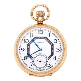 Swiss 9 carat gold open faced keyless pocket watch Circa 1921