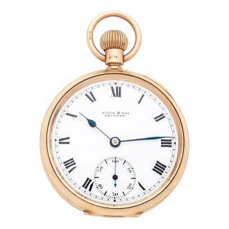 English 9 carat gold open faced keyless pocket watch Circa 1860