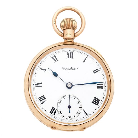 English 9 carat gold open faced keyless pocket watch Circa 1860
