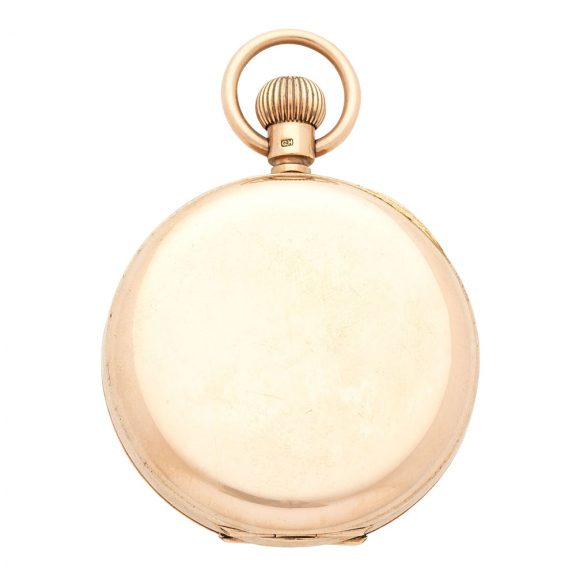 English 9 carat gold open faced keyless pocket watch Circa 1860 English 9 carat gold open faced keyless pocket watch Circa 1860