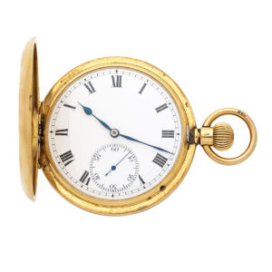 Swiss 18K gold hunting cased keyless lever watch Circa 1912