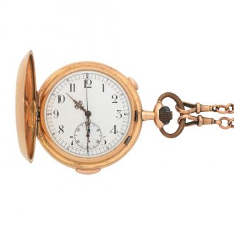 Swiss 14K gold repeating keyless chronograph Circa 1915