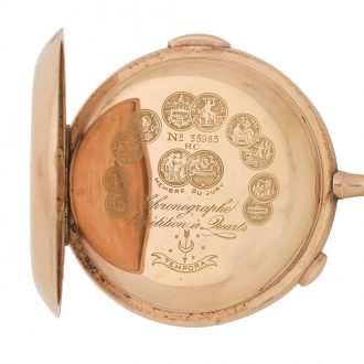 Swiss 14K gold repeating keyless chronograph Circa 1915