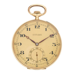 Swiss 14 carat gold open faced keyless pocket watch Circa 1930