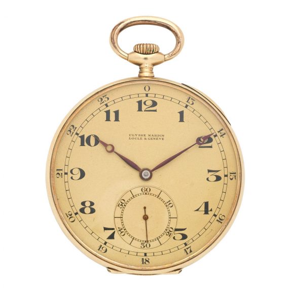 Swiss 14 carat gold open faced keyless pocket watch Circa 1930 Swiss 14 carat gold open faced keyless pocket watch Circa 1930