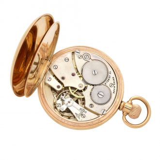Swiss 9K gold hunting cased keyless lever watch Circa 1927