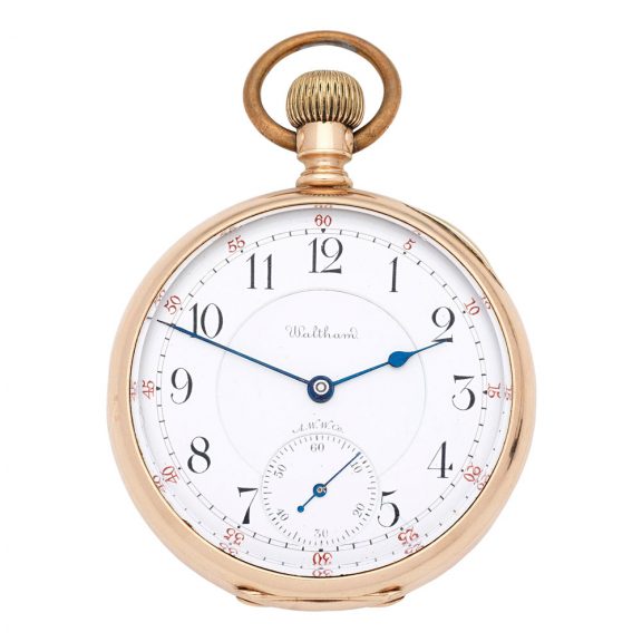 American 10K gold open faced keyless pocket watch Circa 1900