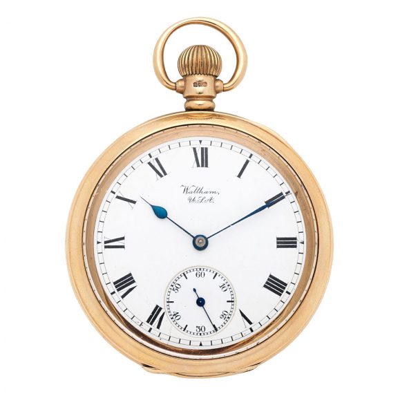 American 9K gold open faced keyless pocket watch Circa 1915 American 9K gold open faced keyless pocket watch Circa 1915